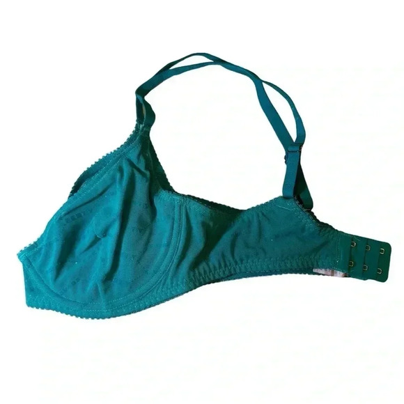 Savage X Fenty Shimmer Flocked Logo Unlined Bra in Deep Teal Green Shimmer - Picture 9 of 11